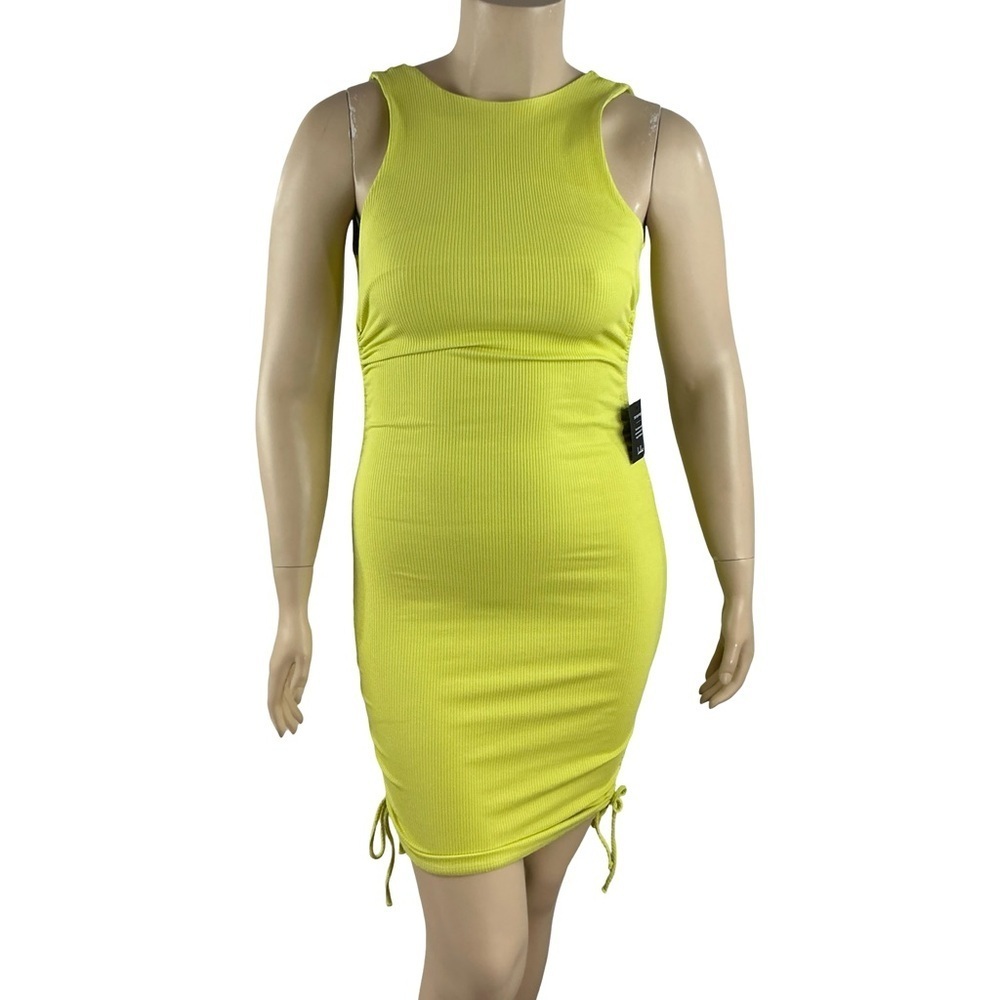 Lulus Made To Misbehave Mini Dress Lime Green Bodycon Size L
